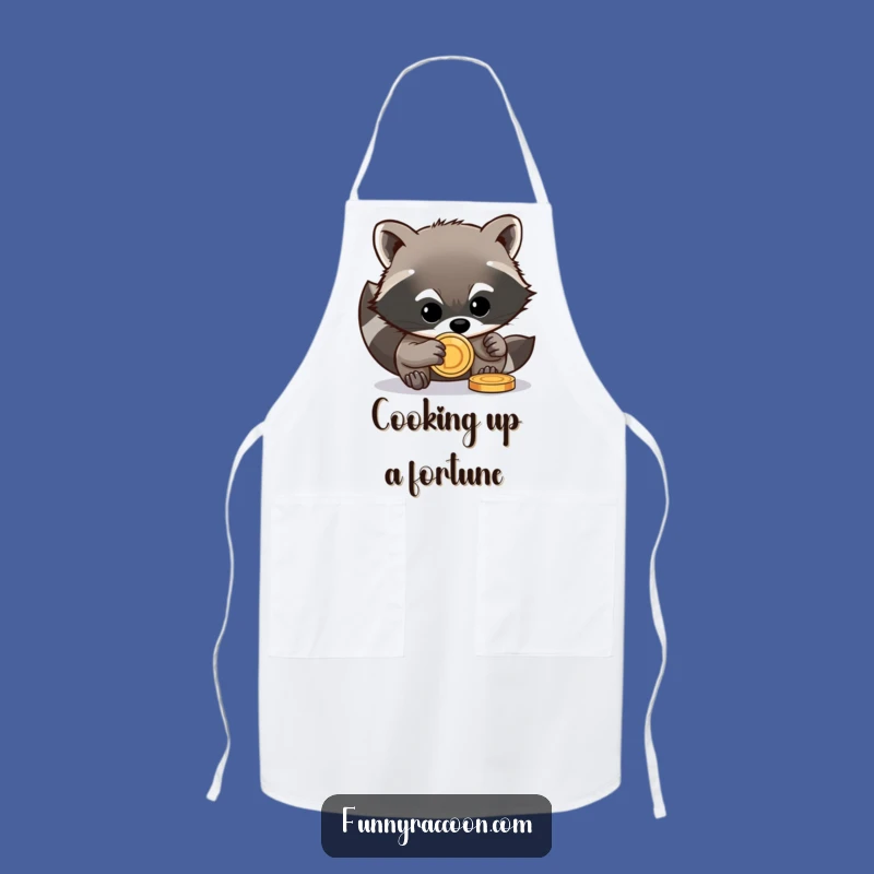 Funny Raccoon Coin Kitchen Apron - Stealthy Critter Chef Gift