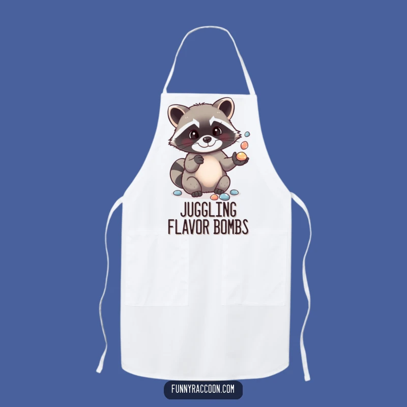 Funny Raccoon Pebble Juggling Apron: Chef's Hilarious Kitchen Companion