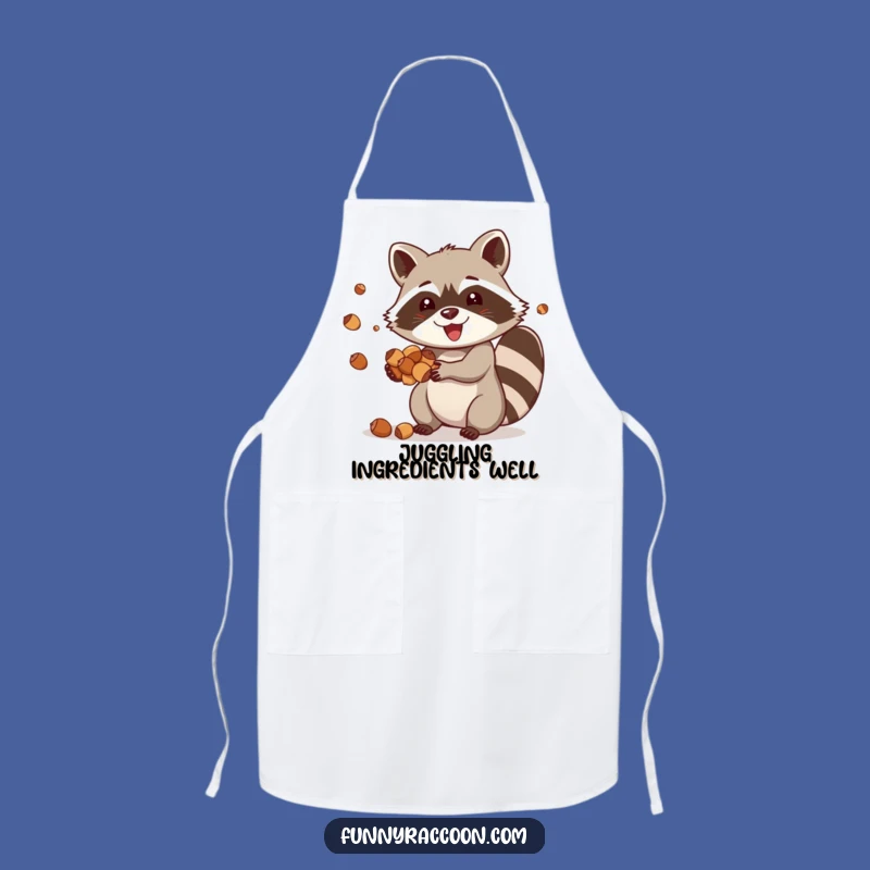 Funny Raccoon Acorn Juggling Apron: Cook with Playful Skill in the Kitchen