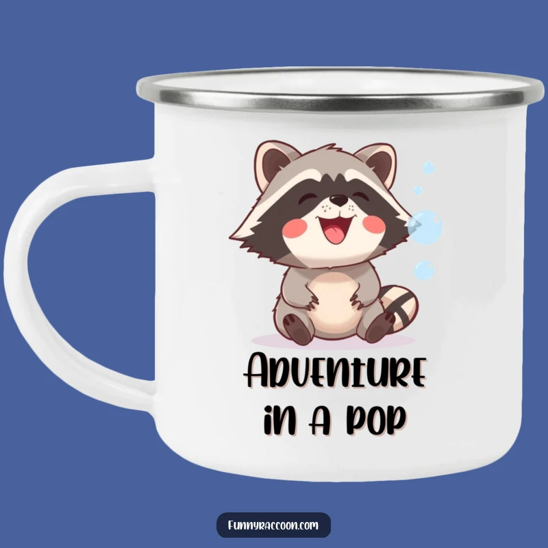 Funny Raccoon Bubble Mug: Playful Campfire Companion, Hilarious Outdoor Gift