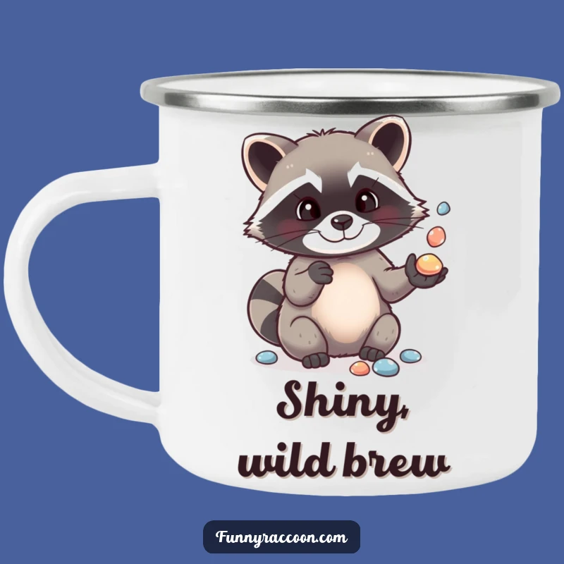 Funny Raccoon Pebble Juggling Camping Mug: Adventure Fuelled by Humor