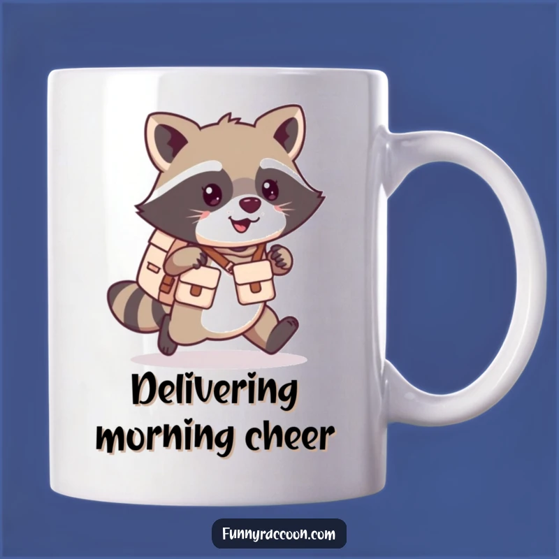 Funny Kawaii Raccoon Mail Carrier Mug - Adorable and Hilarious Gift for Animal Lovers