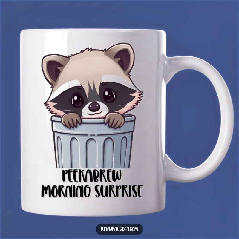 Funny Kawaii Raccoon Trash Mug: Adorable Critter's Peek-a-Boo Fun for a Gift