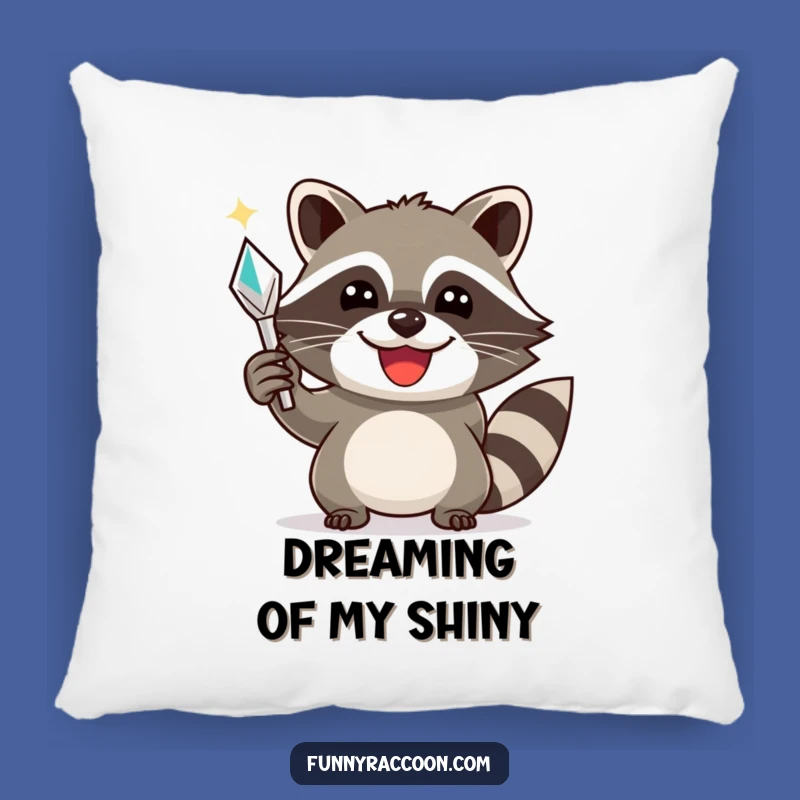 Cozy Funny Raccoon Treasure Pillow: Cuddle Up with Triumphant Critter Comfort