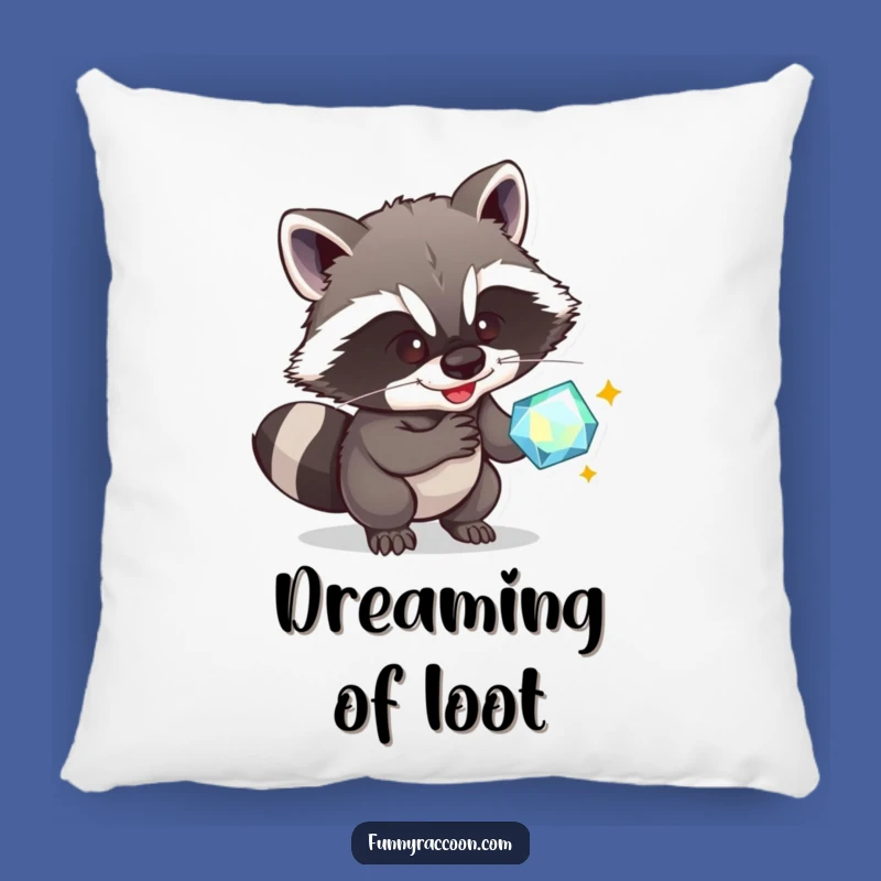 Funny Raccoon Gem Grab Pillow: Ultimate Comfort with a Side of Cuteness