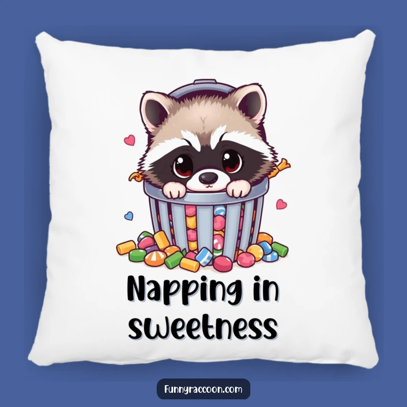 Soft Funny Raccoon Candy Trash Pillow - Cozy Critter Cushion Gift