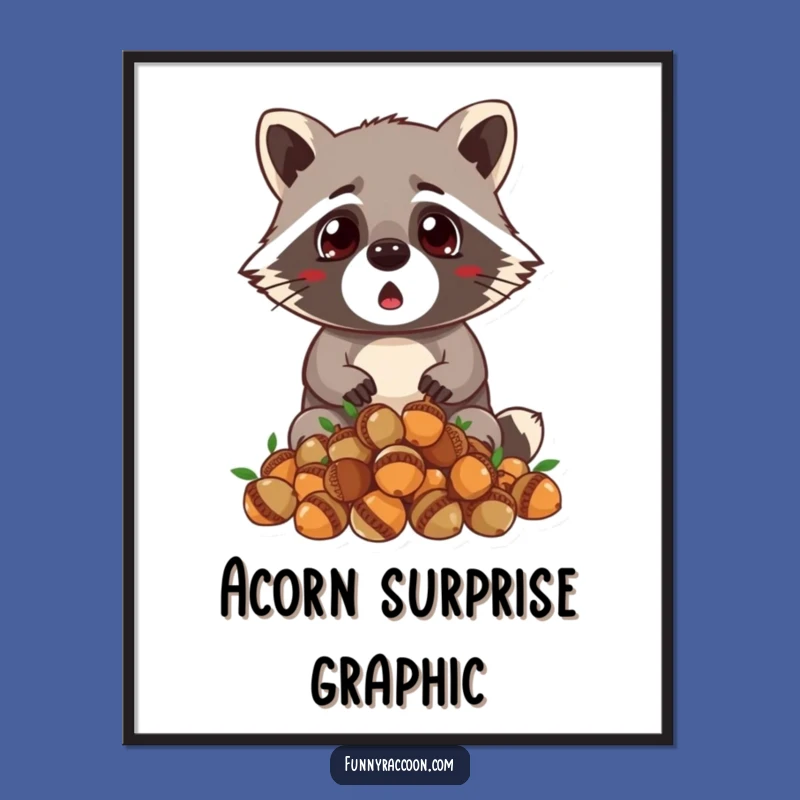 Funny Surprised Raccoon Acorn Digital Art - Instant Hilarious Decor