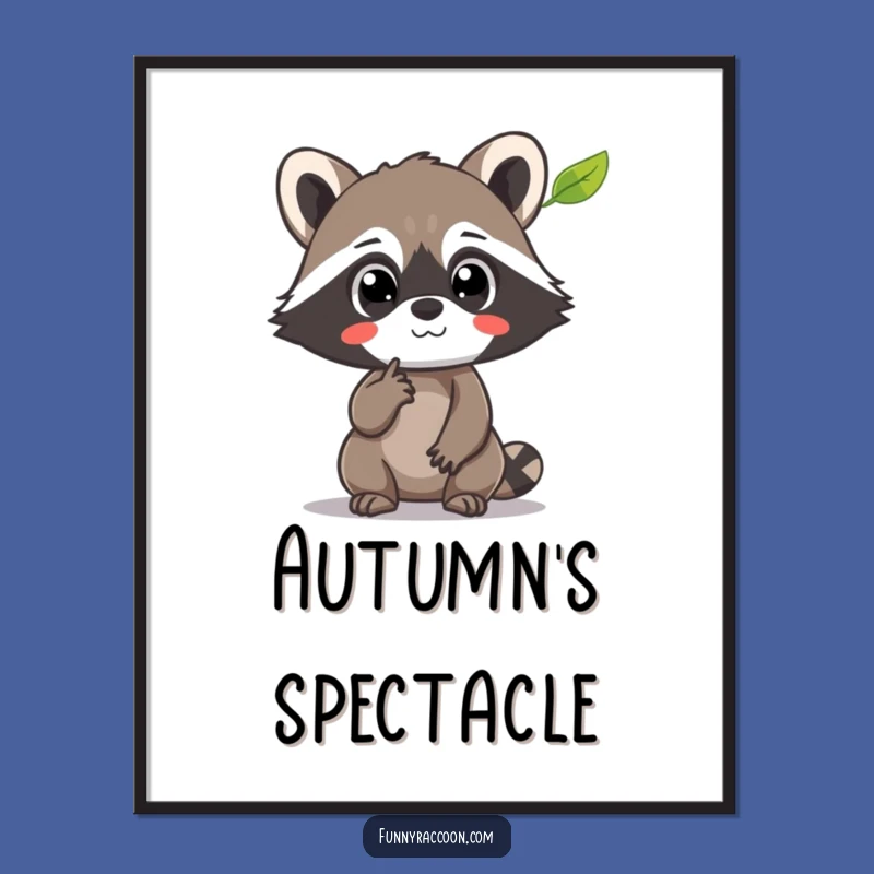 Funny Raccoon Leaf Wonder Digital Art: Instant Enchantment for Your Walls