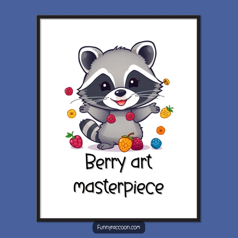 Funny Raccoon Berry Juggling Digital Art - Instant Hilarious Decor