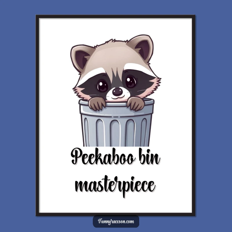Funny Kawaii Raccoon Trash Digital Art: Adorable Charm for Your Walls as a Fun Gift