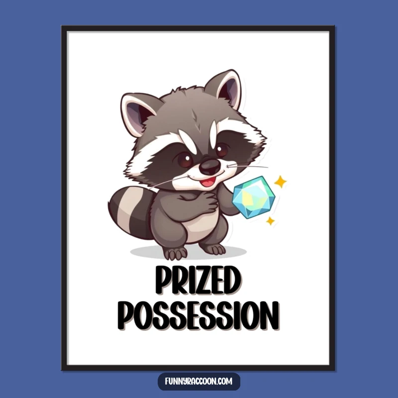 Funny Raccoon Gem Heist Digital Art: Bring Mischief to Your Walls