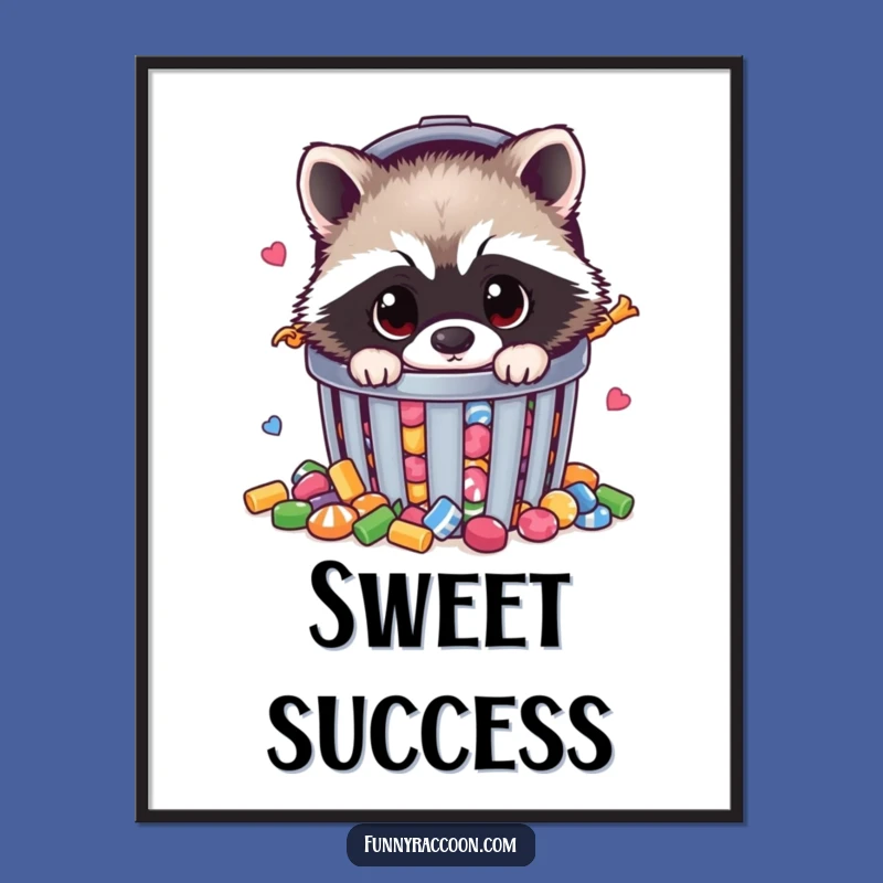 Instant Download Funny Raccoon Candy Art Print - Gift