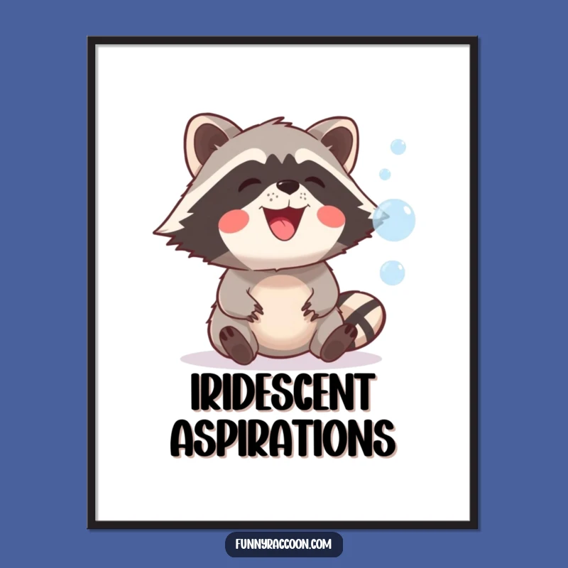 Funny Raccoon Bubble Digital Art: Playful Grin Print for Instant Joy, Funny Gift