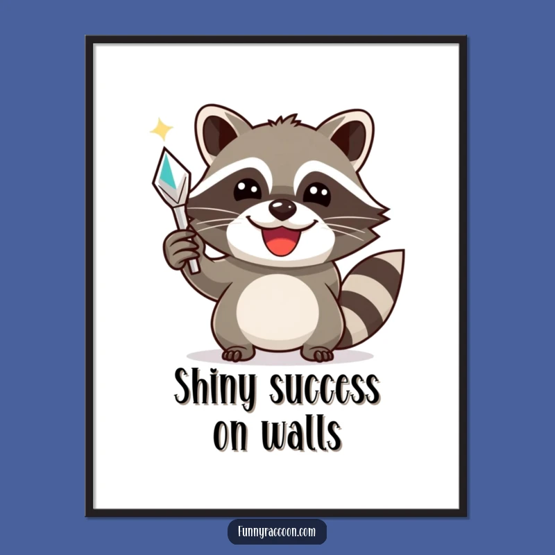 Funny Raccoon Treasure Digital Art: Triumphant Charm for Your Walls as a Fun Gift