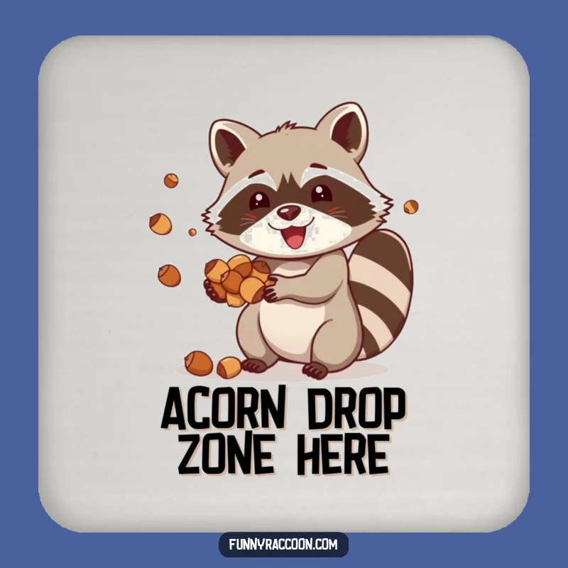 Funny Raccoon Acorn Juggling Coaster: Protect Surfaces with Playful Critter Charm