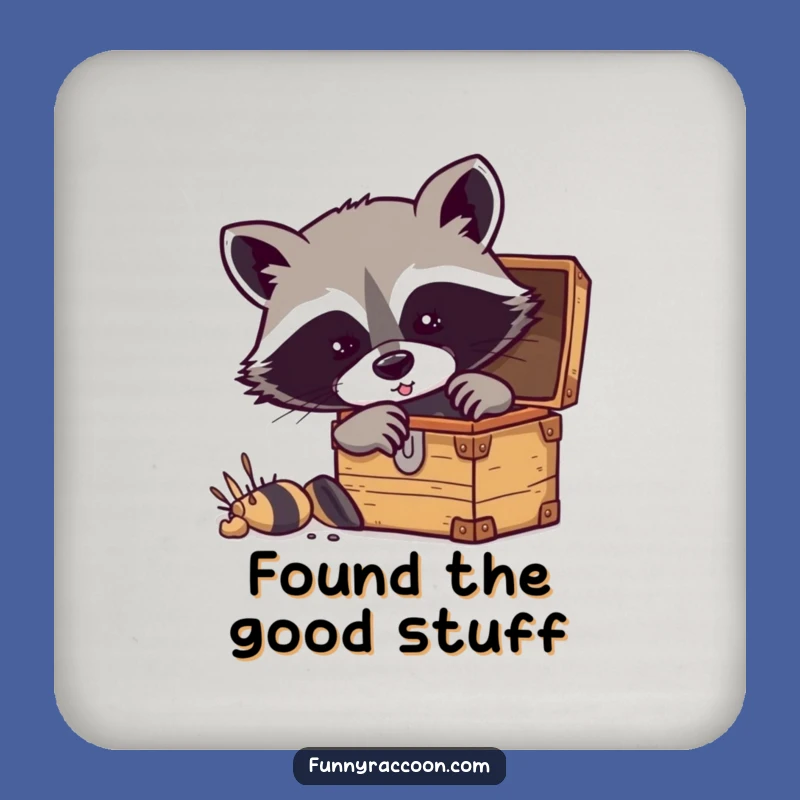 Funny Treasure Raccoon Coaster Set - Protect Surfaces with Hilarious Explorer Flair