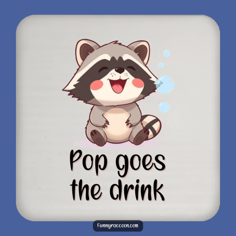 Funny Raccoon Bubble Coasters (Set of 4): Playful Protection, Hilarious Gift