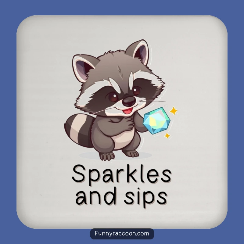 Funny Raccoon Gem Thief Coaster: Protect Your Surfaces with Style