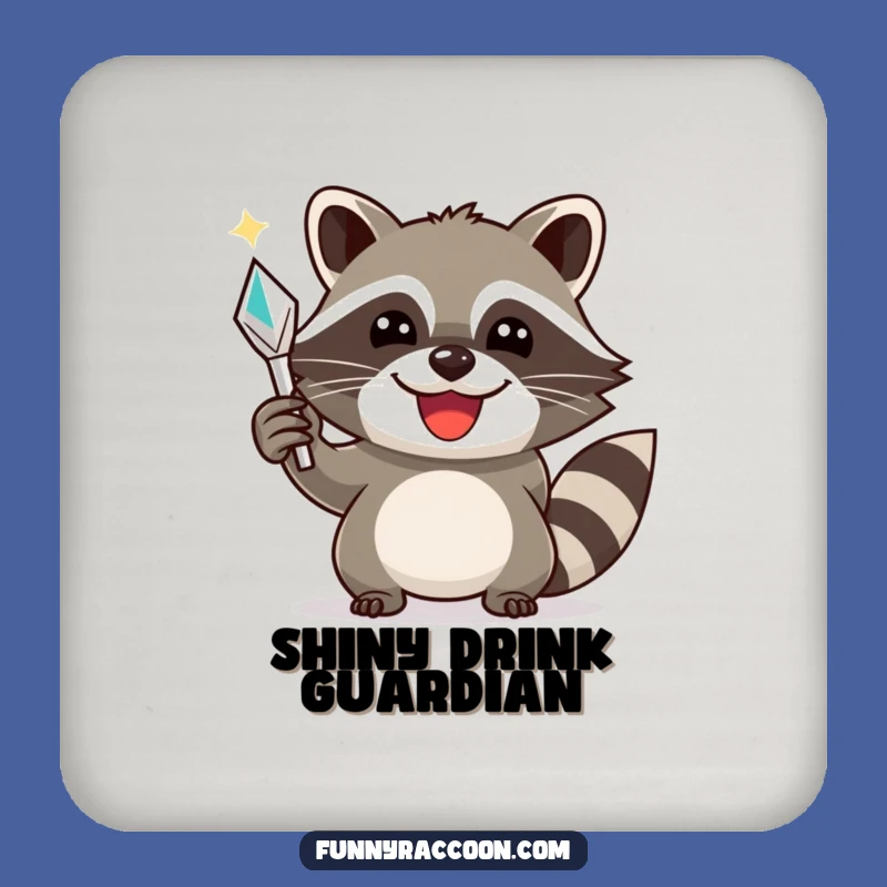 Funny Raccoon Treasure Coaster: Protect Surfaces with Triumphant Critter Charm