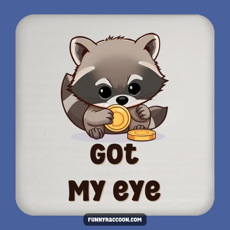 Funny Raccoon Coin Coaster Set - Stealthy Critter Table Gift