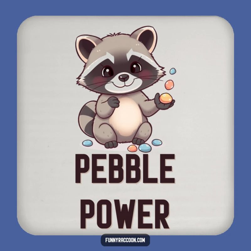 Funny Raccoon Pebble Juggling Coaster: Protect Surfaces with Humor