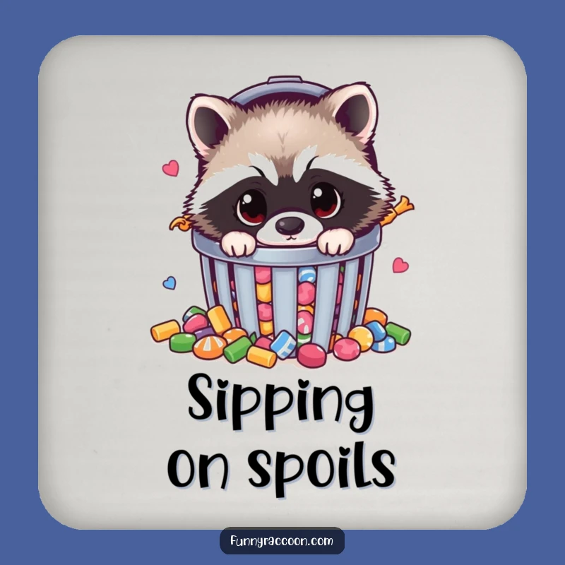 Funny Raccoon Candy Trash Coaster Set - Sweet Critter Table Gift