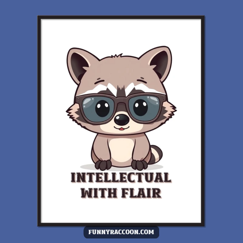 Funny Raccoon Glasses Poster: Big Specs Art, Hilarious Wall Decor, Funny Gift