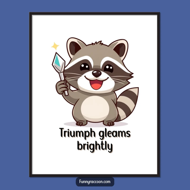 Funny Raccoon Treasure Poster: Adorn Your Walls with This Hilarious Critter's Victory Art