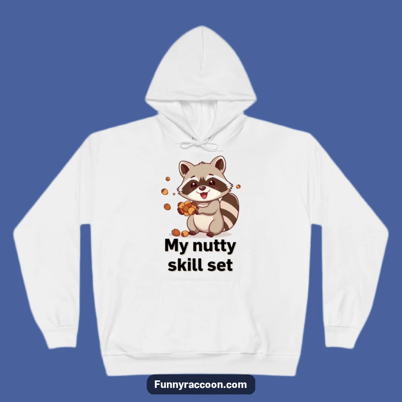 Cozy Funny Raccoon Acorn Juggling Hoodie: Warmth Meets Playful Critter Skill