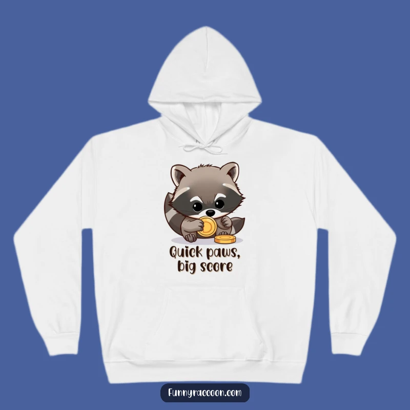 Cozy Funny Raccoon Coin Hoodie - Warm Stealthy Critter Wear Gift