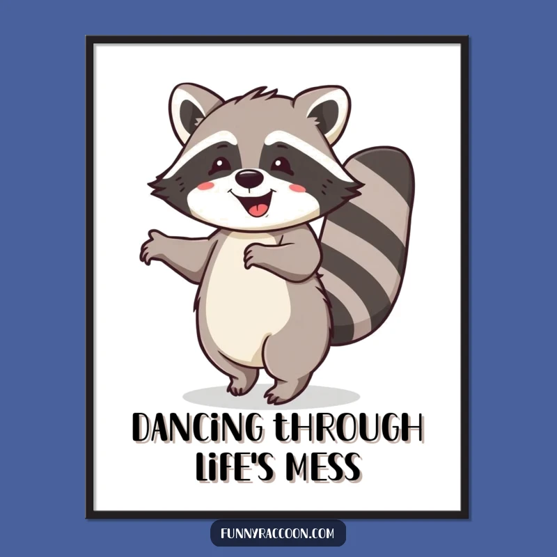 Free Printable Wall Art: Happy Raccoon Dancing, Joyful Downloadable Decor
