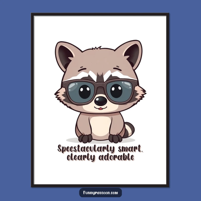 Free Printable Raccoon Glasses Wall Art - Comical Downloadable Decor