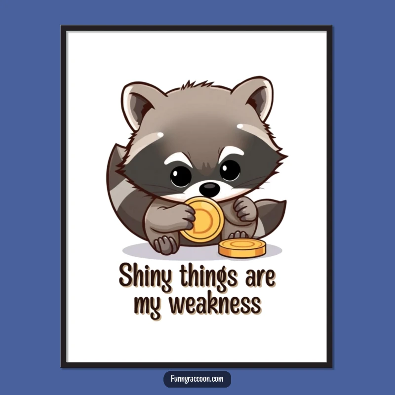 Mischievous Raccoon Free Printable Wall Art: Shiny Coin Thief, Downloadable Decor