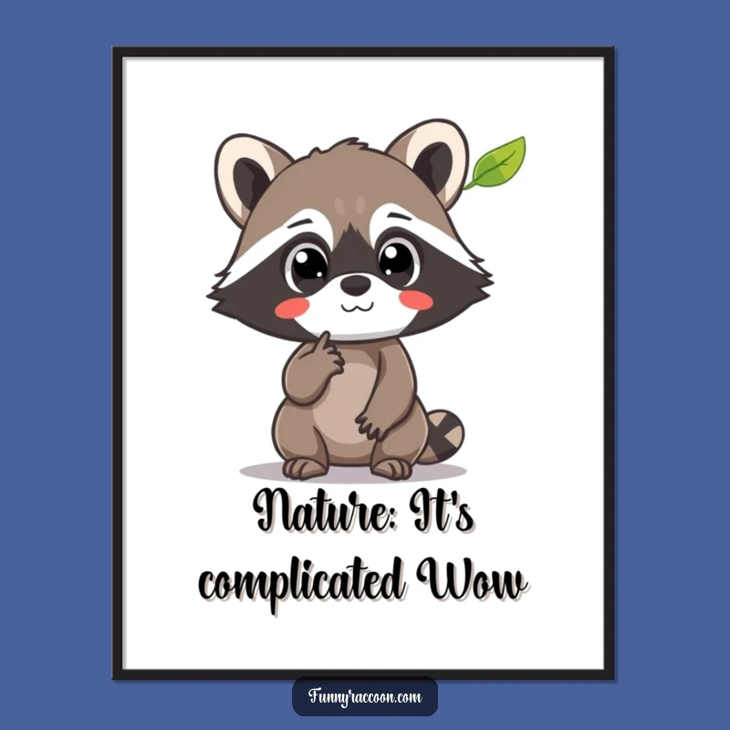 Free Printable Raccoon Wall Art: Amazed Leaf Watcher Downloadable Decor