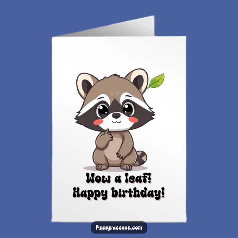 Free Printable Raccoon Birthday Card: Amazed Leaf Watcher Downloadable Gift