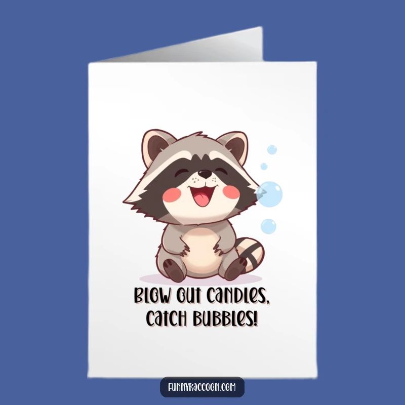Free Printable Raccoon Bubble Birthday Card - Playful Downloadable Gift