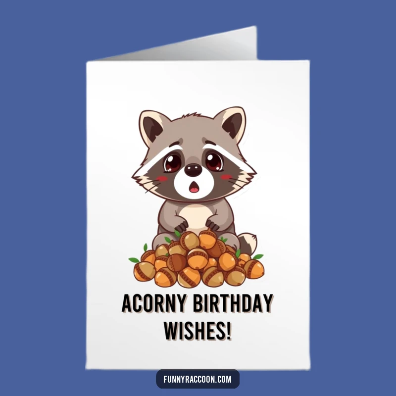Free Printable Surprise Raccoon Birthday Card - Acorn Drop Laughs