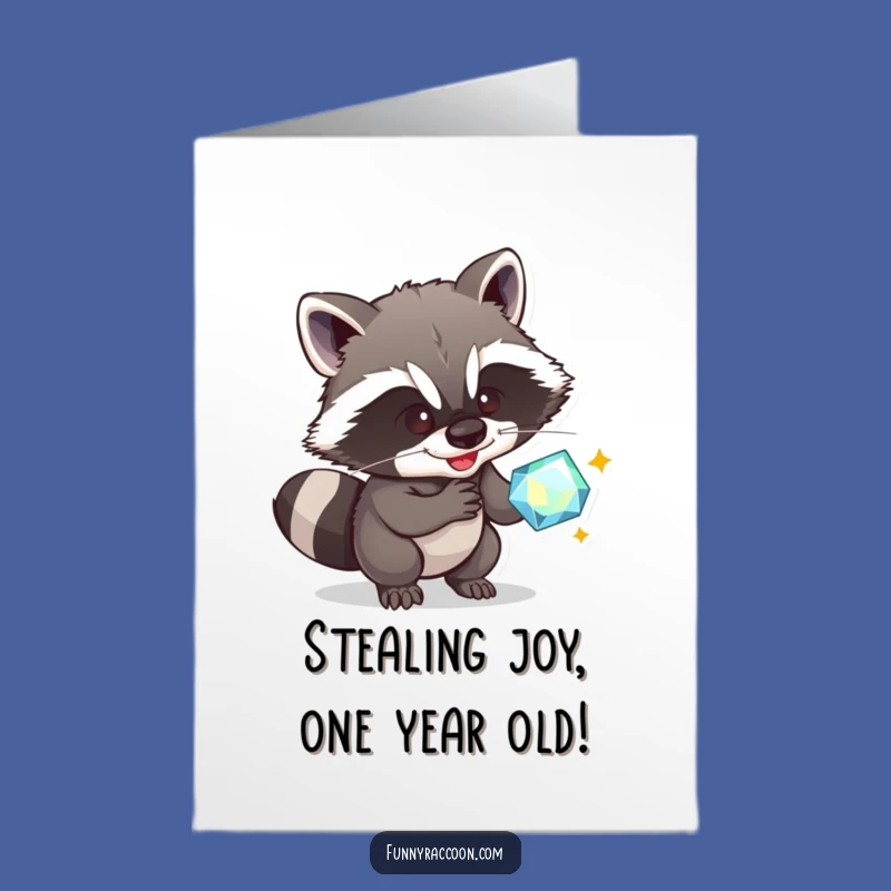 Free Printable Raccoon Birthday Card: Funny Gem Thief Downloadable Gift