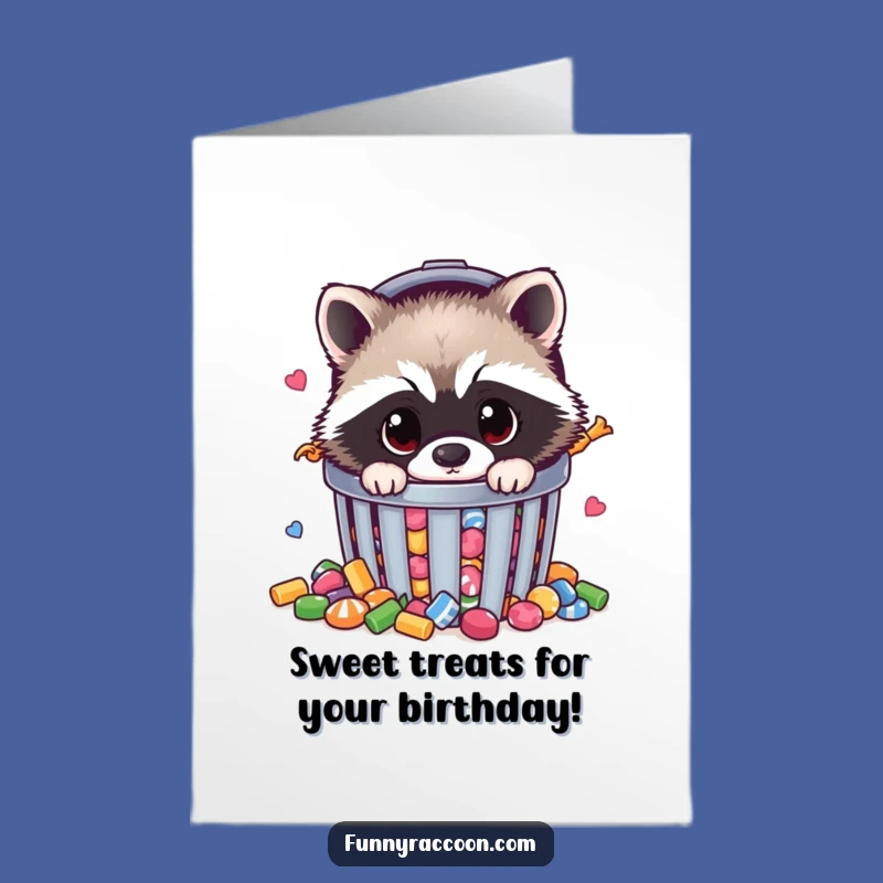 Raccoon Candy Free Printable Birthday Card: Sweet Surprise, Funny Downloadable Gift