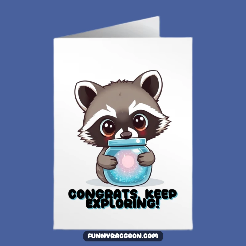 Free Printable Congrats Card: Curious Raccoon Discovery - Downloadable Astonished Gift