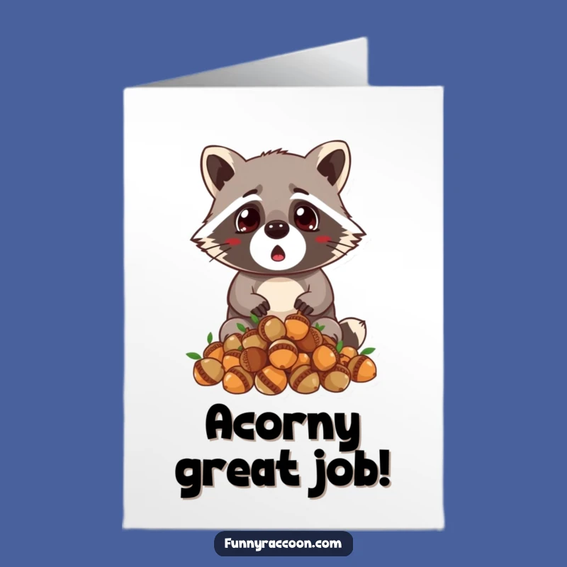 Free Printable Raccoon Congrats Card - Surprise Acorn Drop Celebration