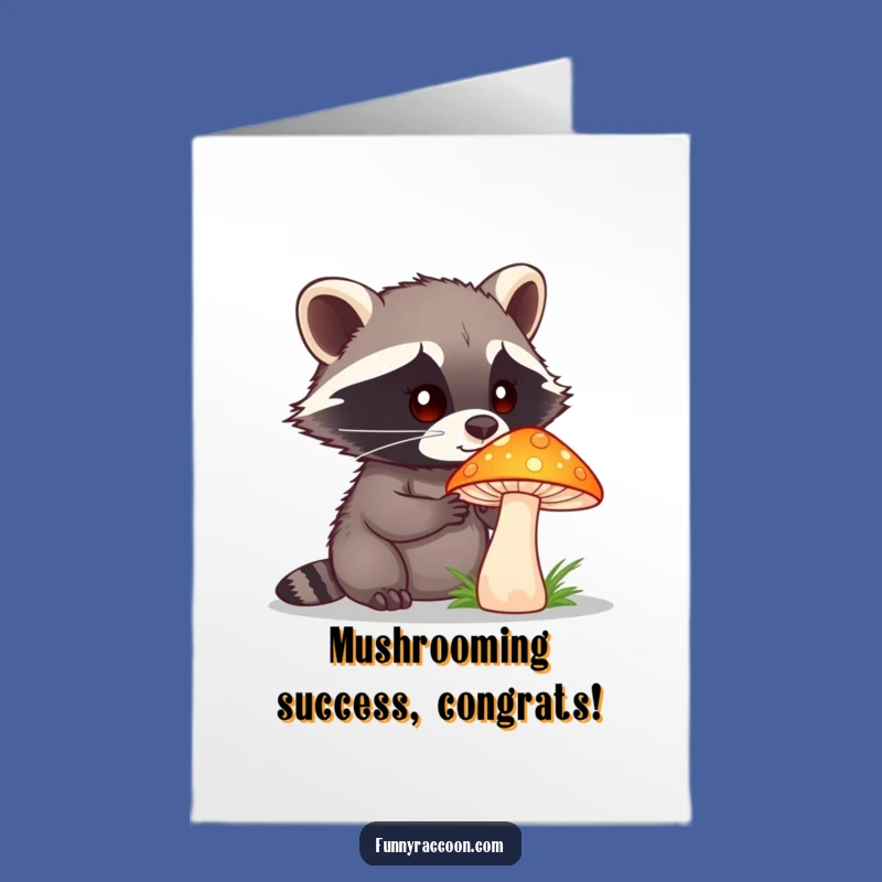 Free Printable Raccoon Mushroom Congrats Card - Enchanting Downloadable
