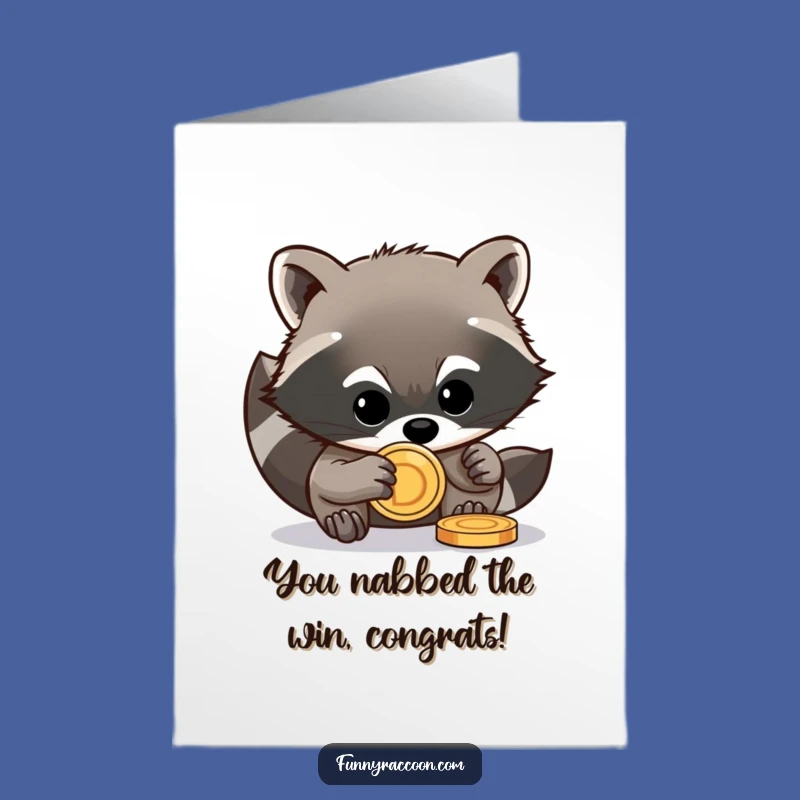 Free Printable Raccoon Card: Lucky Coin Grab, Congrats, Downloadable Fun