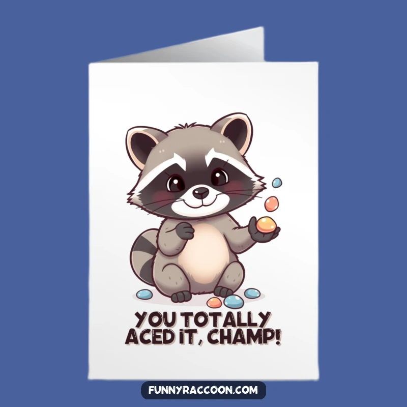 Free Printable Raccoon Congratulations Card - Juggling Pebbles to Celebrate Wins