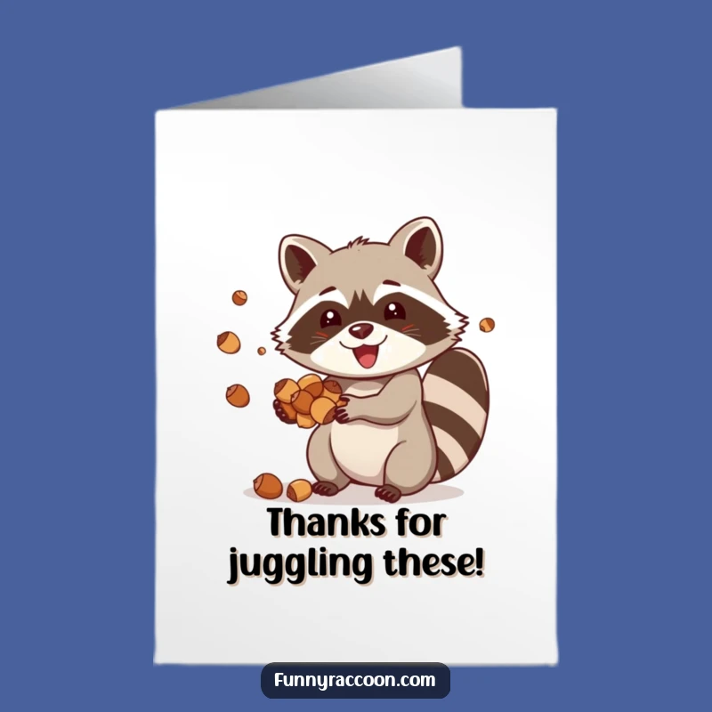 Juggling Raccoon Thanks: Free Printable Card for a Joyful, Funny Gratitude!