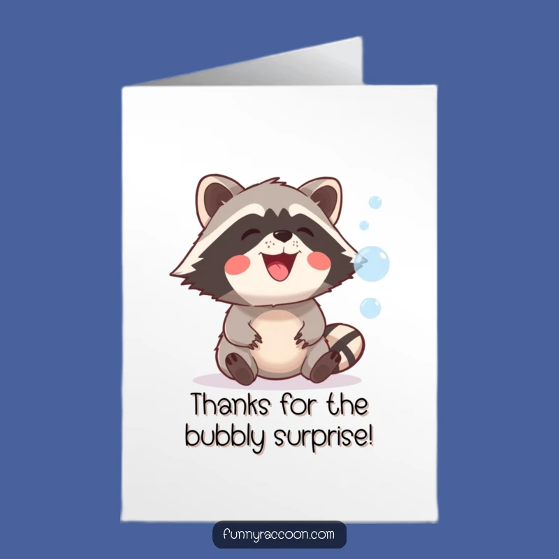 Free Printable Raccoon Bubble Thank You Card - Whimsical Downloadable