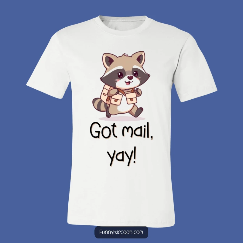 Funny Kawaii Raccoon Mail Carrier T-Shirt - Cute and Hilarious Animal Lover Gift