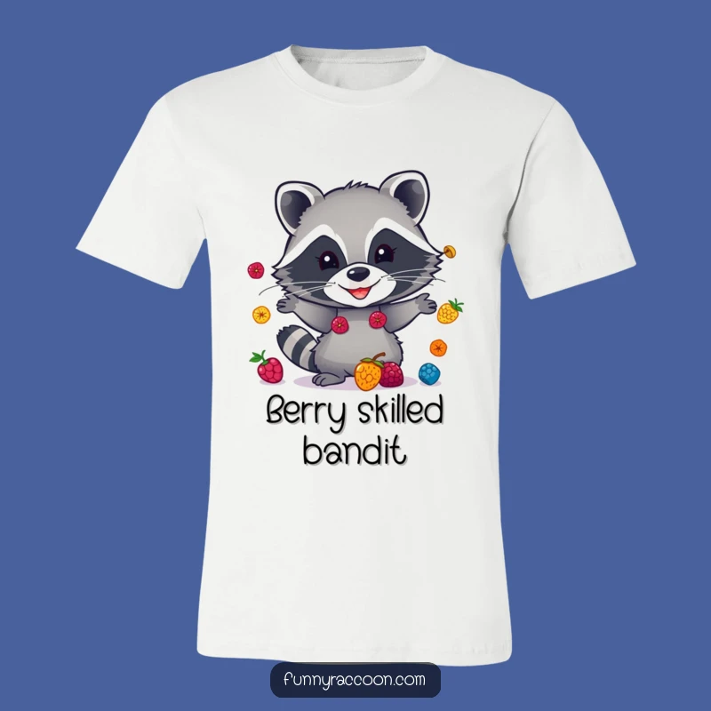 Funny Raccoon Berry Juggler T-Shirt - Playful & Hilarious Animal Tee