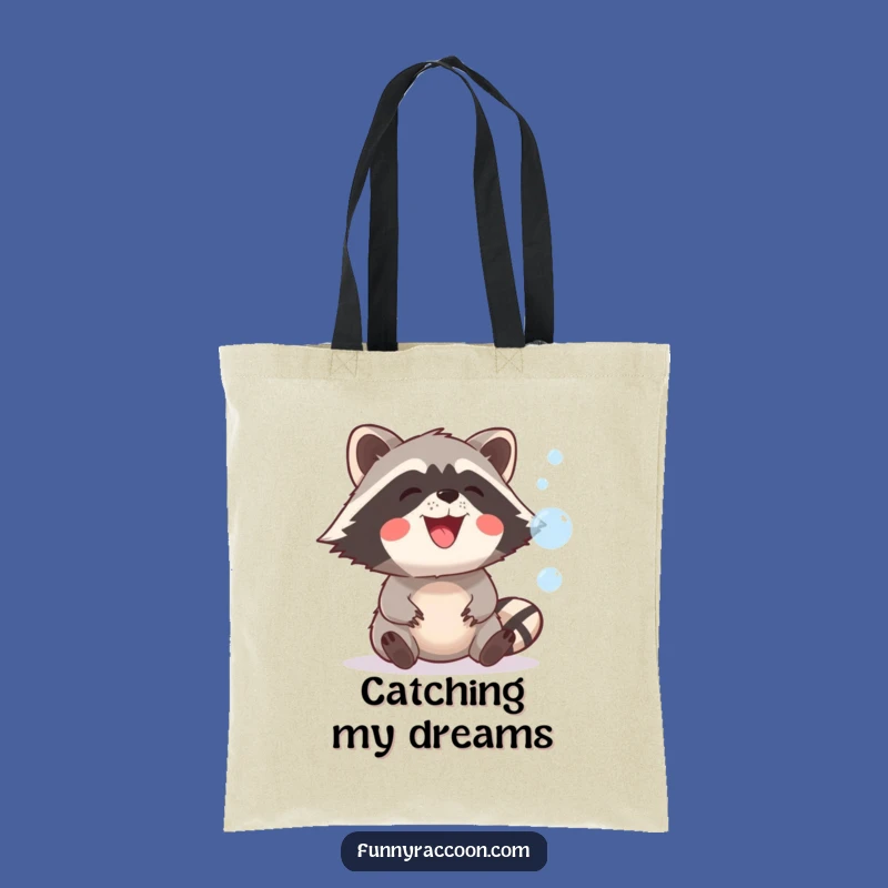 Funny Raccoon Bubble Tote Bag: Playful Pouch with a Grinning Bandit, Perfect Gift