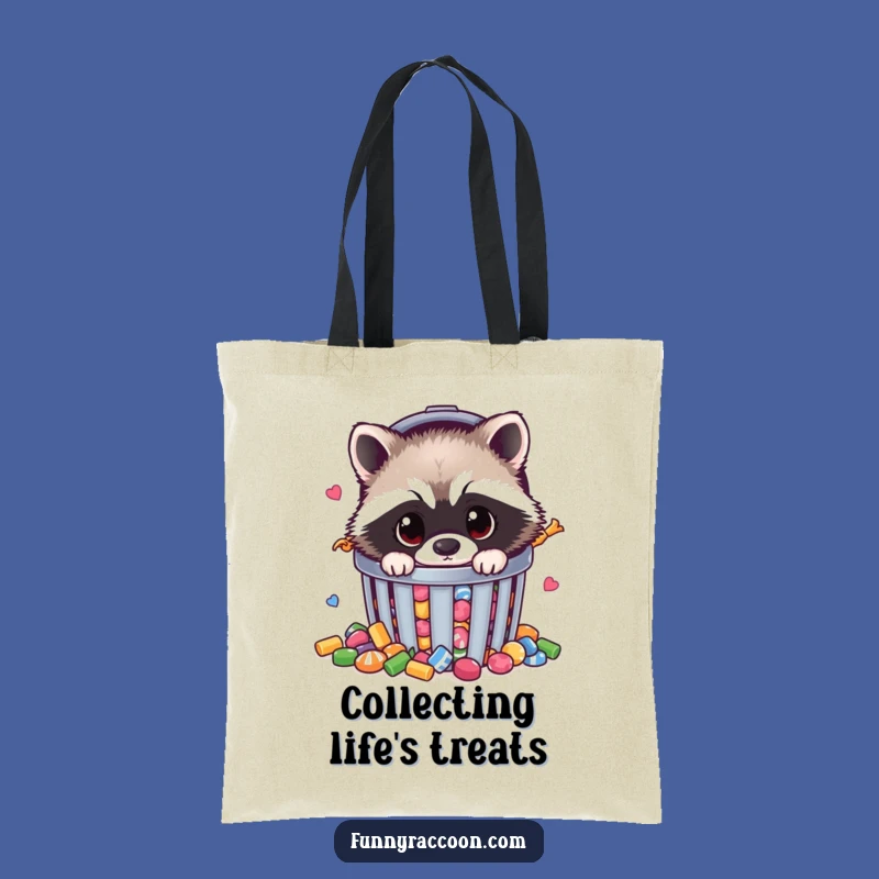 Funny Raccoon Candy Trash Tote Bag - Curious Critter Carryall Gift
